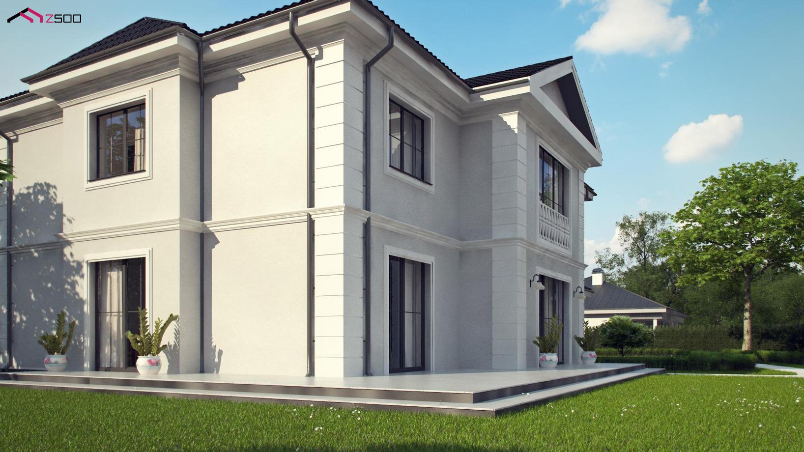 Дом фасад штукатурка серый